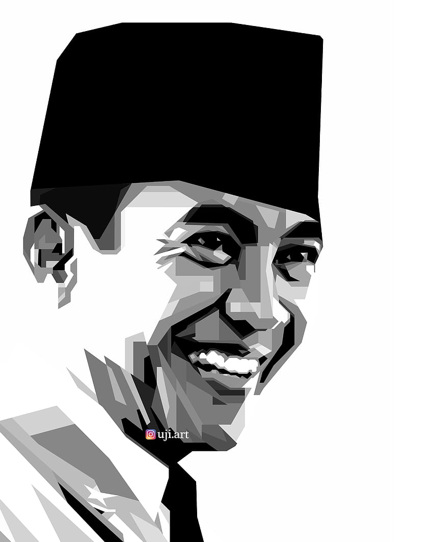 WPAP Grayscale Ir. Soekarno първият президент на Република Индонезия, ir soekarno HD тапет за телефон