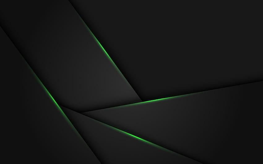 Black stylish background, green neon lines, green light effects, abstract black  backgrounds with resolution 2880x1800. High Quality HD wallpaper | Pxfuel