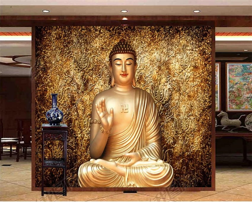 Beibehang Kustom Tiga Dimensi Relief Patung Buddha Latar Belakang Lukisan Dinding Ruang Tamu Kamar Tidur Dekorasi 3D Wallpaper HD
