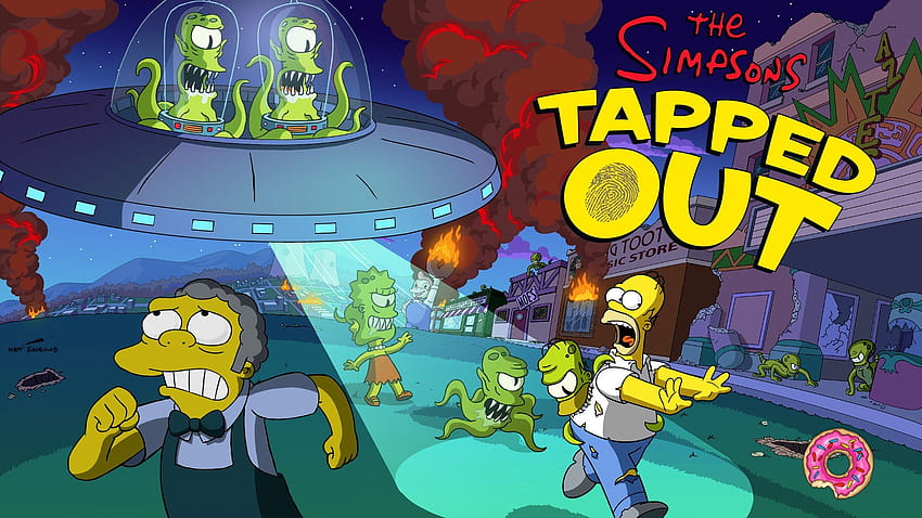 Die Simpsons, Tapped Out, Aliens, Lisa Simpson, Moe Szyslak, Kang und Kodos / und Mobile & HD-Hintergrundbild