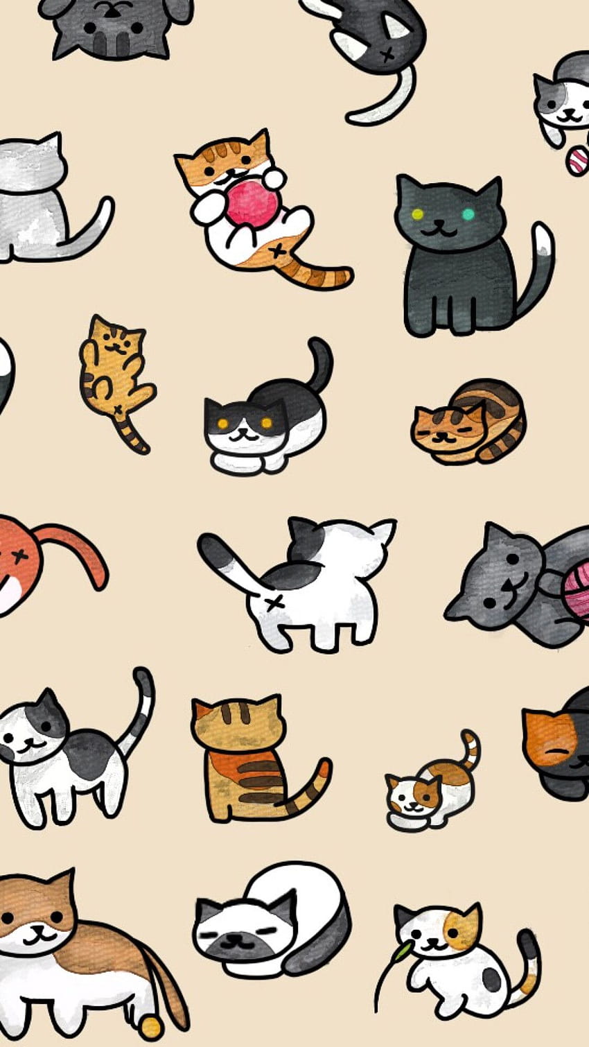 Kucing Anime Lucu Android, kucing kartun musim semi wallpaper ponsel HD
