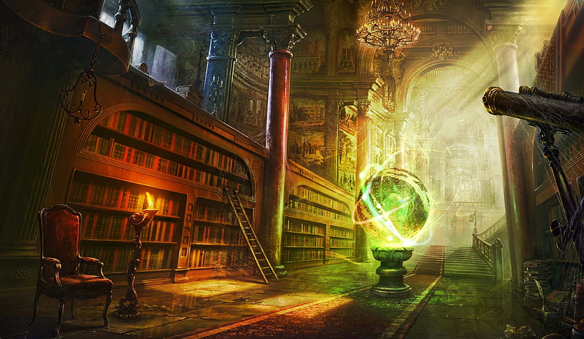 of Fantasy Library Art. High Quality and Resolutions Backgrounds I… in 2020, anime library HD wallpaper