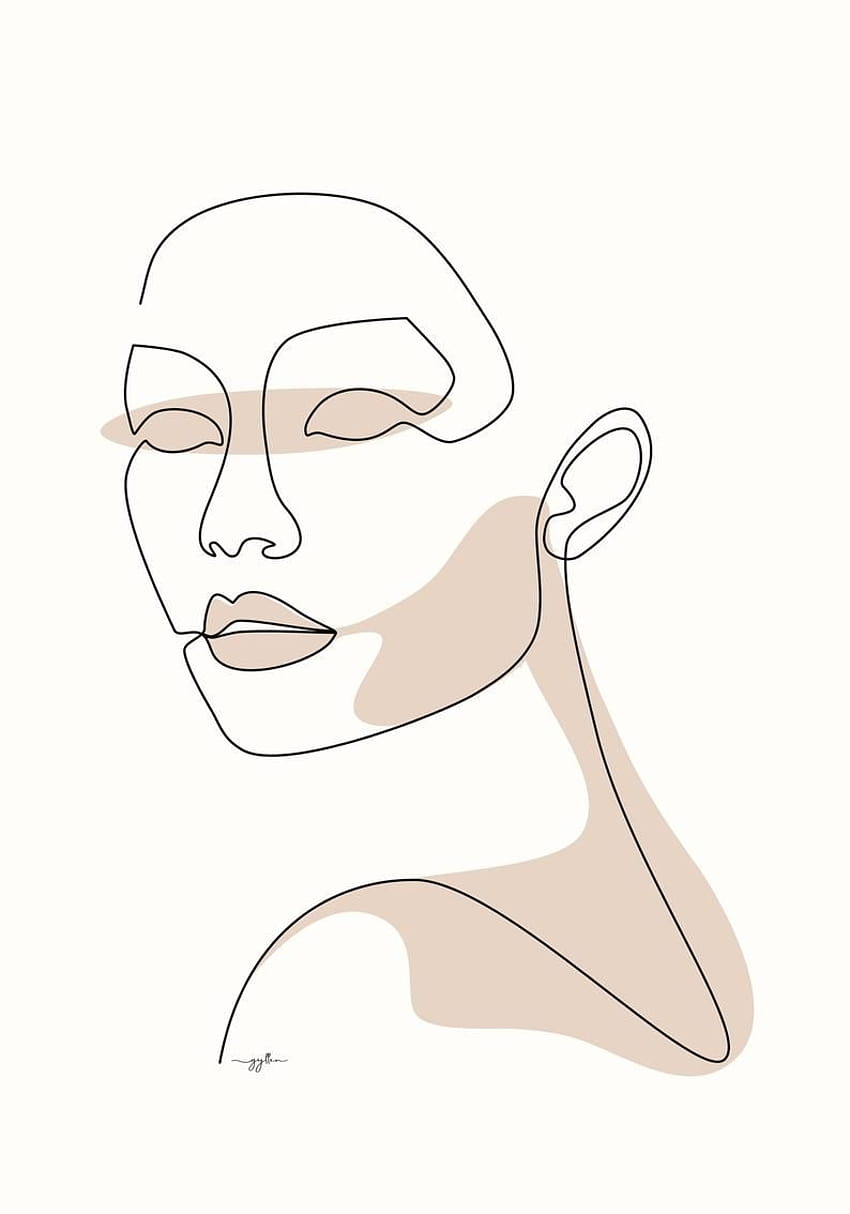 Abstract face continuous one line drawing vector illustration minimalism  style on white background Good for poster art and wallpaper Stock Vector   Adobe Stock