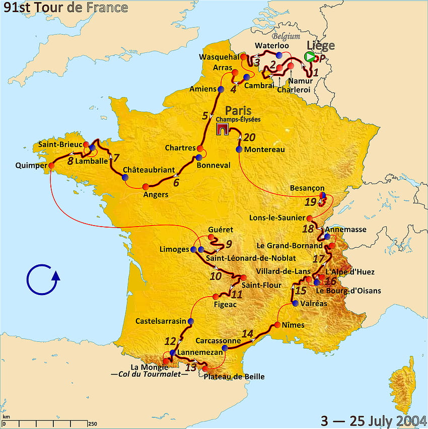 File:route Of The 2004 Tour De France.png, France Map Hd Phone 