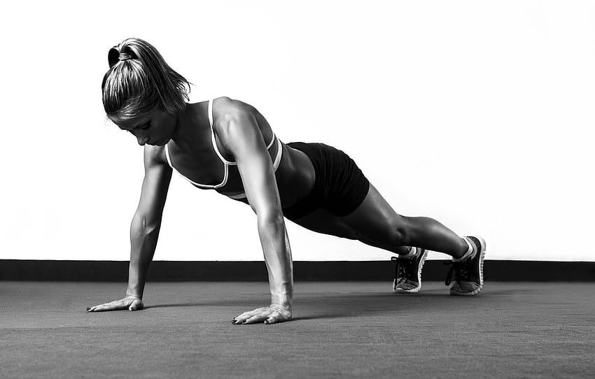 fitness, white and black, pushups , section спорт, push up HD wallpaper