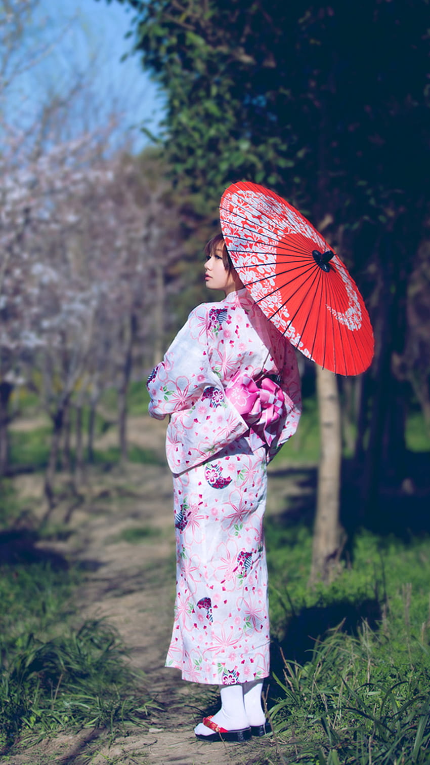 Güzel Japon Kız Şemsiyesi Japonya Android, Japon kadın şemsiyesi HD telefon duvar kağıdı