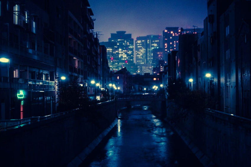 Japan City, cityscape night anime HD wallpaper