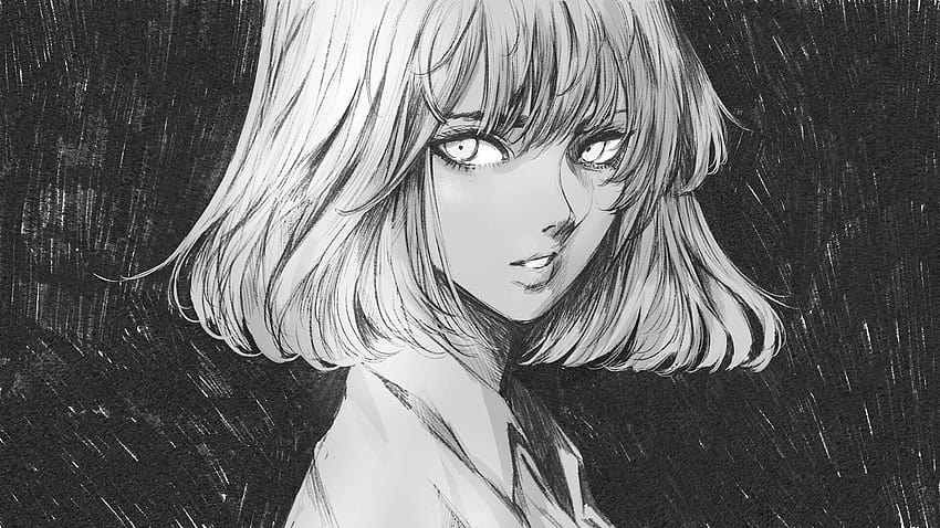 Manga Anime Art 2020、黒と白のアニメの女の子 ps4 高画質の壁紙