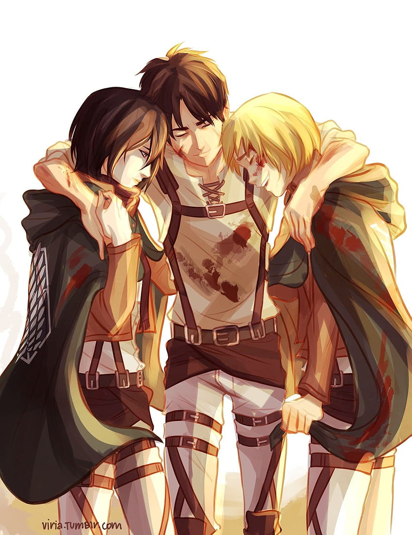 Eren/Mikasa/Armin, eren mikasa armin fondo de pantalla del teléfono