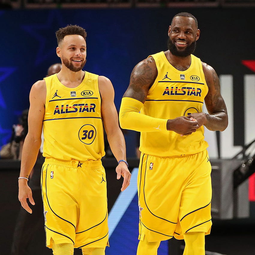 Team LeBron gewinnt die NBA All 2021, Stephen Curry und Lebron James HD-Handy-Hintergrundbild