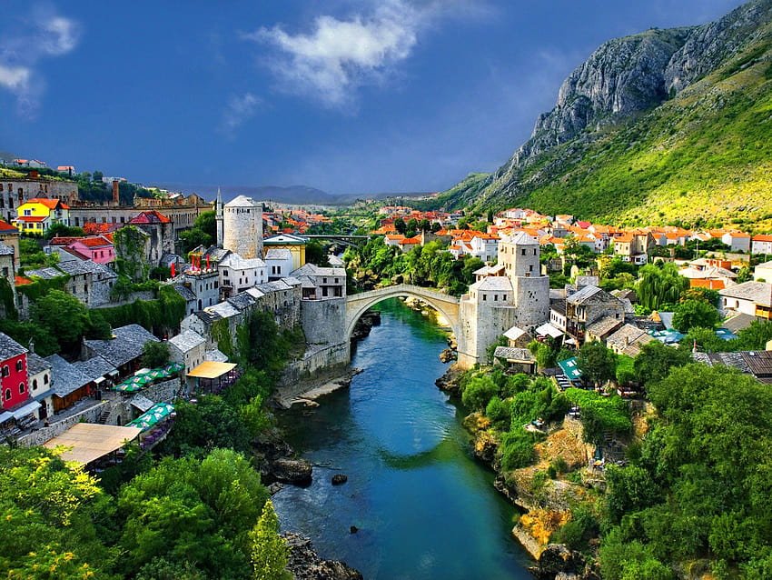 Otro: Lovely Mostar Stream Town Bosnia Herzegovina Increíbles Balcanes, increíble Europa fondo de pantalla