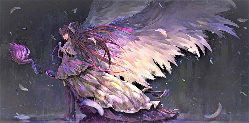 A Render Of An Angel With Falling Feathers - Anime, HD Png Download ,  Transparent Png Image - PNGitem