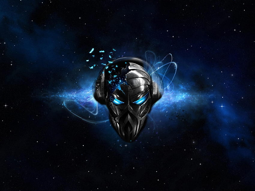 Headphones abstract outer space music blue eyes dj, abstract dj HD wallpaper