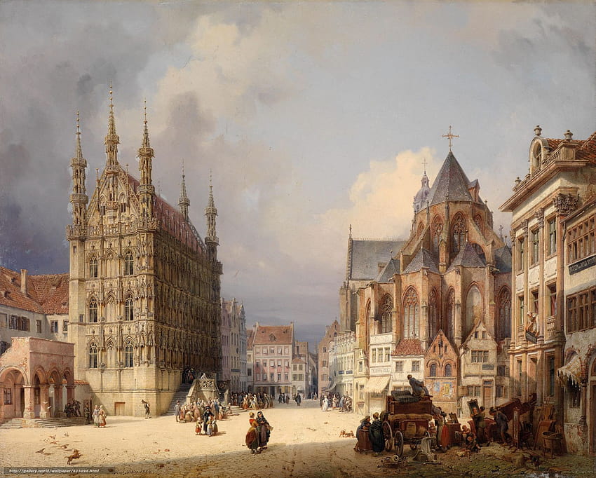 market Square, Leuven, 1854, Austria in the resolution 2500x2006 HD wallpaper