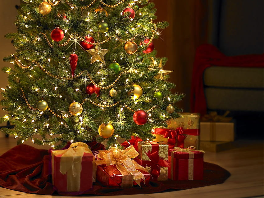 Noel Ağacı ve Hediyeler : Yüksek Çözünürlük, Yüksek Çözünürlük, hediyeli yılbaşı ağacı HD duvar kağıdı