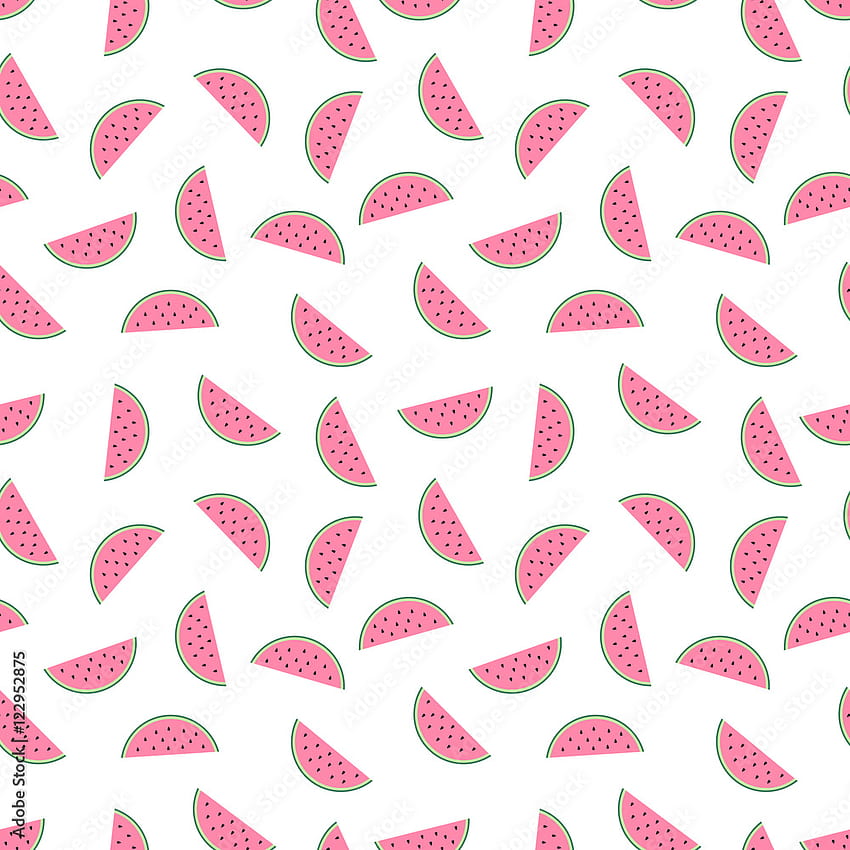 Wassermelonenscheiben nahtloses Muster auf weißem Hintergrund. Niedliches Fruchtmuster. Sommerlebensmittel-Vektorillustration. Modedesign für Textilien, Web, Stoffe und Dekor. Stockvektor, süßes Sommeressen HD-Handy-Hintergrundbild