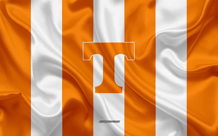 テネシーボランティア、アメリカンフットボールチーム、エンブレム、絹の旗、オレンジ、テネシー大学 高画質の壁紙