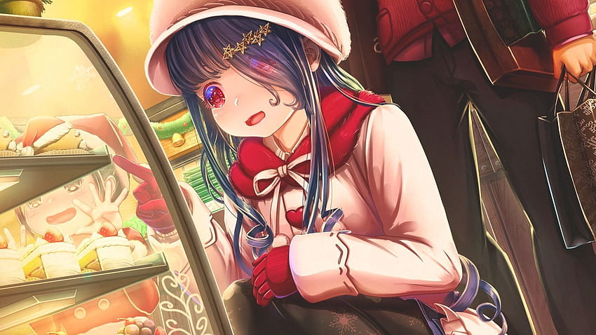 Cake Shop, Anime Girl, Cute, Long Hair, Original, Fun, , Background, 41e817, anime cake HD wallpaper