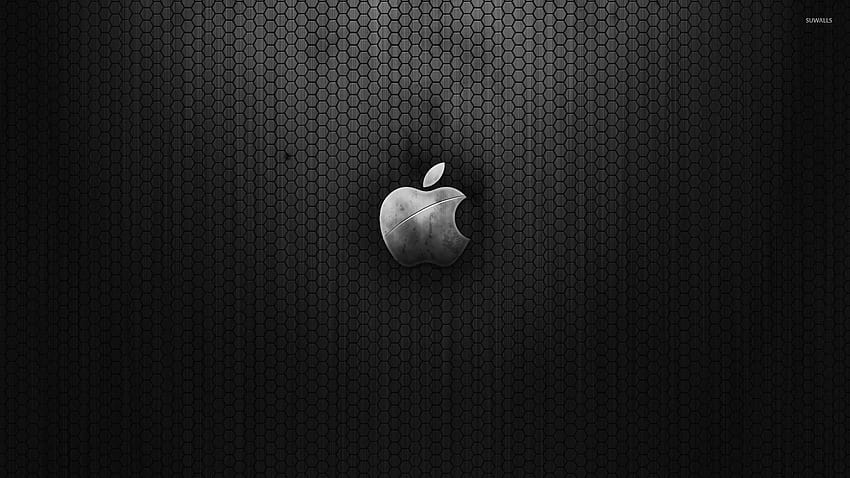 Vintage metal gray Apple, apple vintage logo HD wallpaper