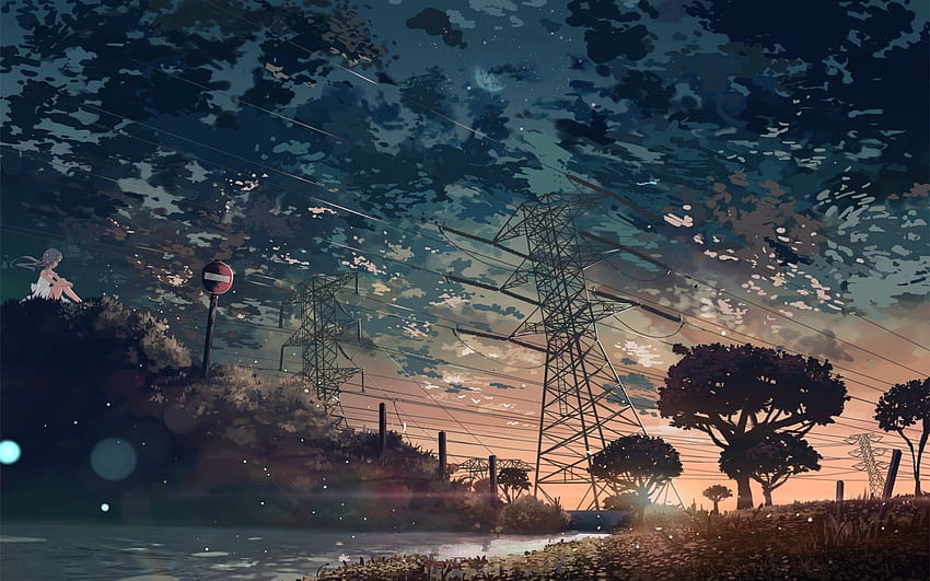 Anime-Landschaft, Anime-Landschaften regnen HD-Hintergrundbild