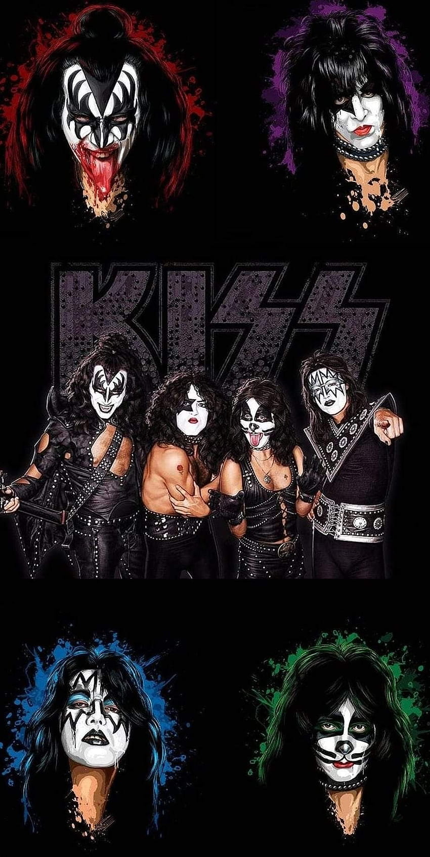 Алекс на KISS най-добрата рок група на земята !!!, целуни групата HD тапет за телефон