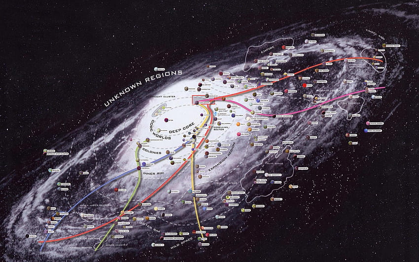 Карта на Галактиката на Междузвездни войни, звездна карта HD тапет