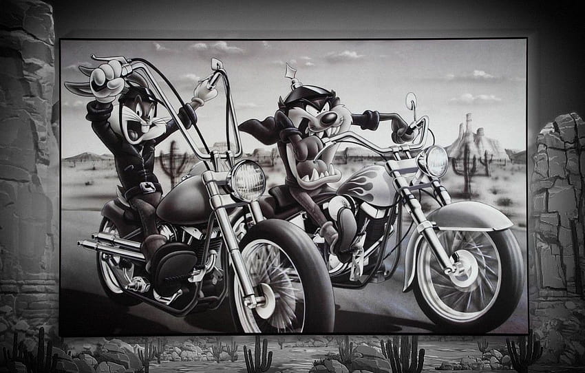 Hase, Motorrad, Cartoon, Taz, Der tasmanische Teufel, Teufel taz HD-Hintergrundbild