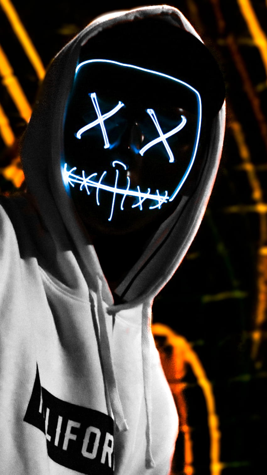 Man , LED mask, Dope, Dark, Anonymous, Hoodie, graphy, aesthetic hoodie HD phone wallpaper