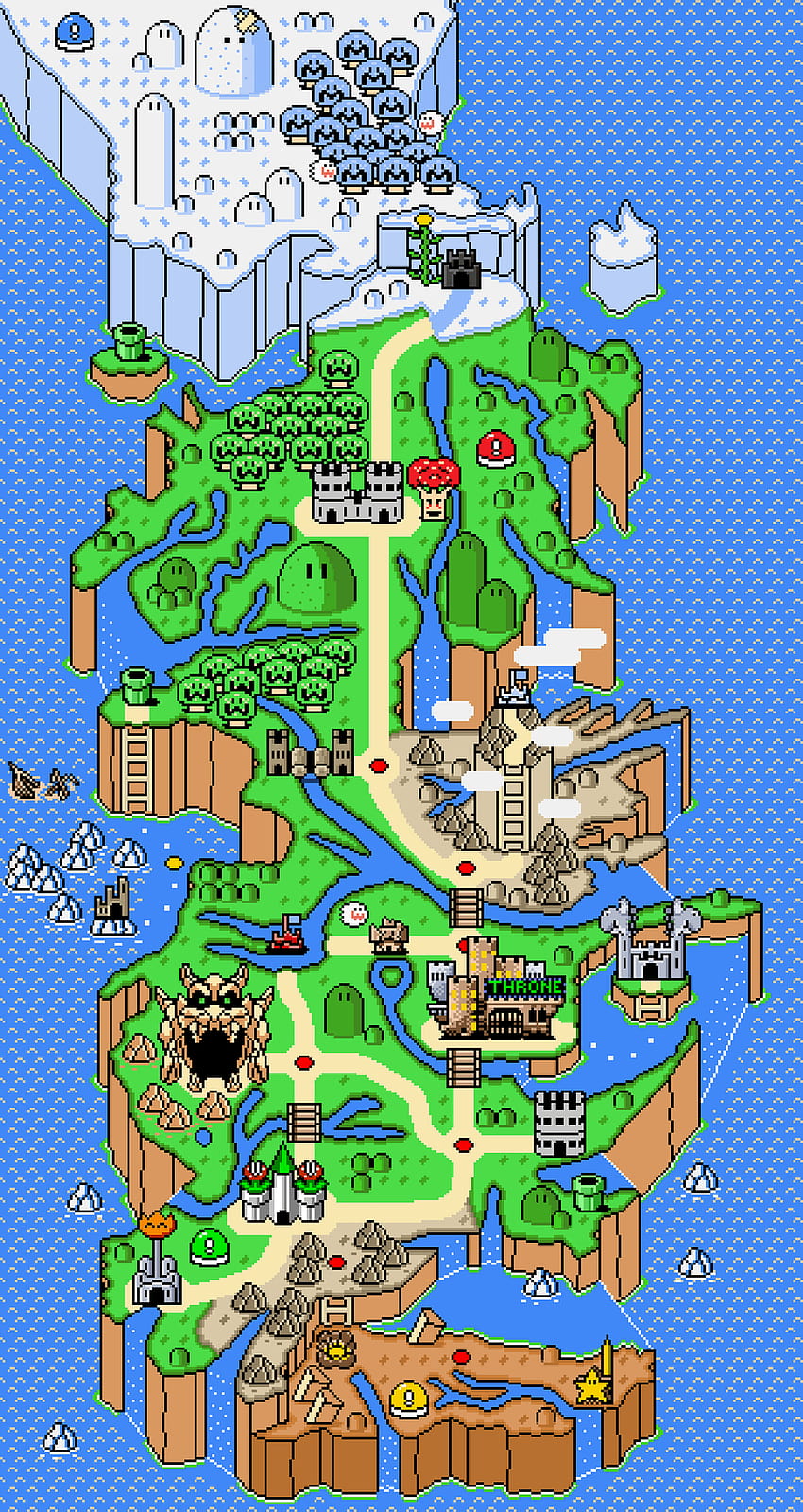 земята на westeros Марио, супер марио карта на света HD тапет за телефон