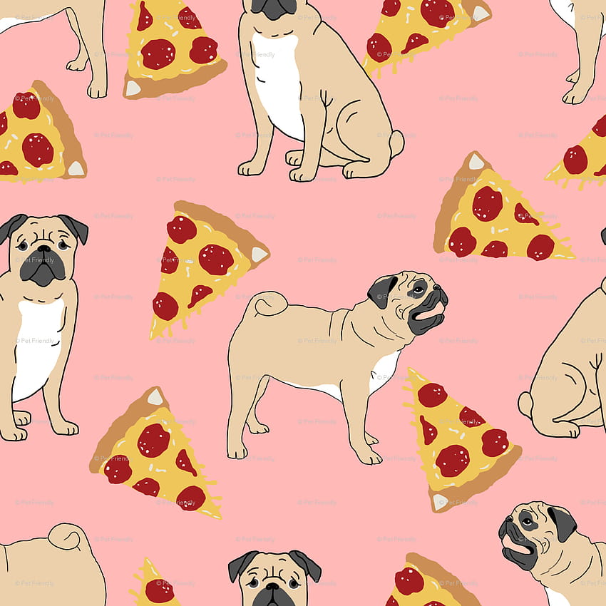 Pug pizza pink dog food pugs dogs pet pets pet friendly funny, cartoon pug  HD phone wallpaper | Pxfuel