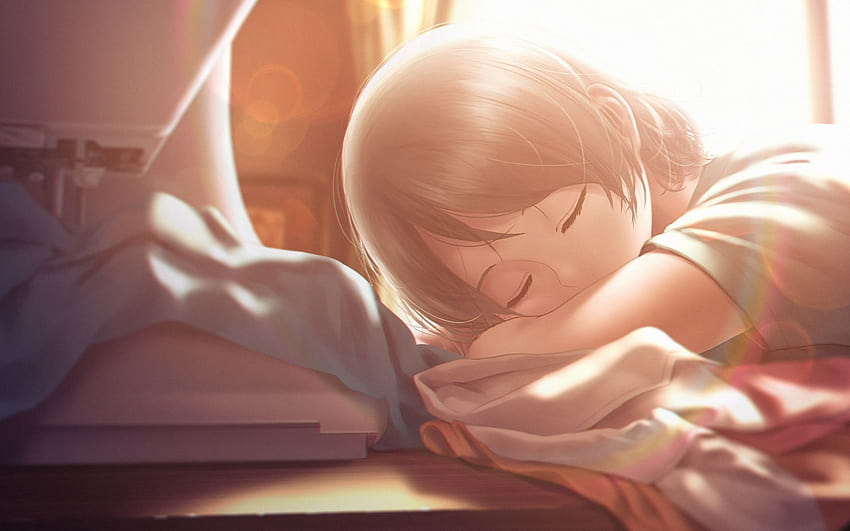 Watanabe You, Anime Girl, Sleeping, , Background, Umszhc, sleepy anime girl HD wallpaper