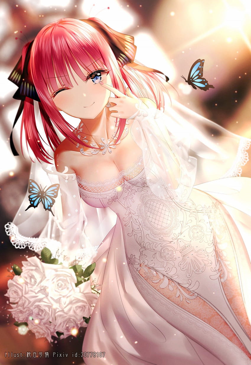 : filles anime, robe de mariée, Nakano Nino, 5 toubun no Hanayome 2700x3928, robe de mariée anime Fond d'écran de téléphone HD