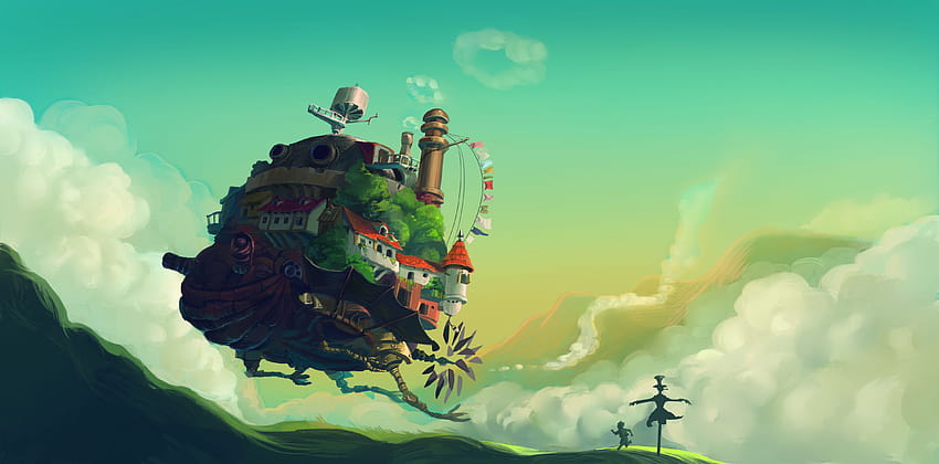9 Howl's Moving Castle and Backgrounds, animated castle HD wallpaper