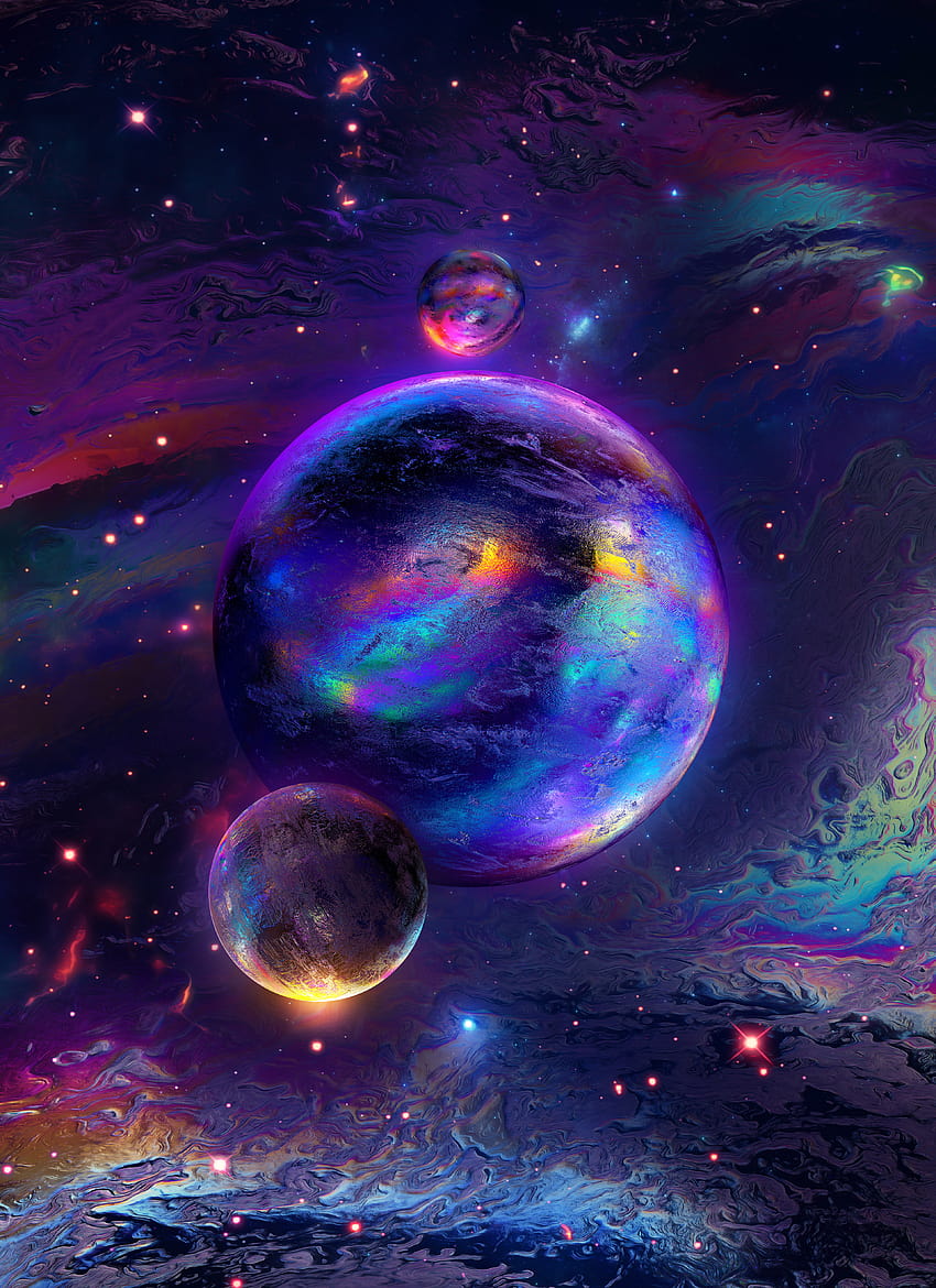 Сфери, Космос, мъглявина, цветна, светеща, дъга, космос, мъглявина дъга HD тапет за телефон