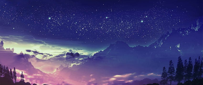 Mountain Night Scenery Stars Landscape Anime, anime environment HD  wallpaper | Pxfuel