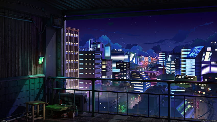Edificios, Paisaje urbano de anime, Paisaje, Noche, Balcón, Estrellas,  balcón de anime fondo de pantalla | Pxfuel