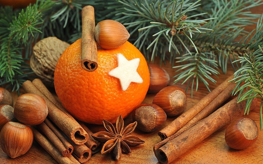 Orange With Cinnamon Sticks. iPhone for HD wallpaper
