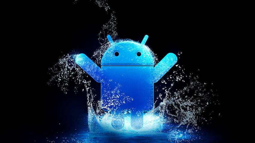 파란색 Android 로고, 검은색 및 파란색 Android HD 월페이퍼