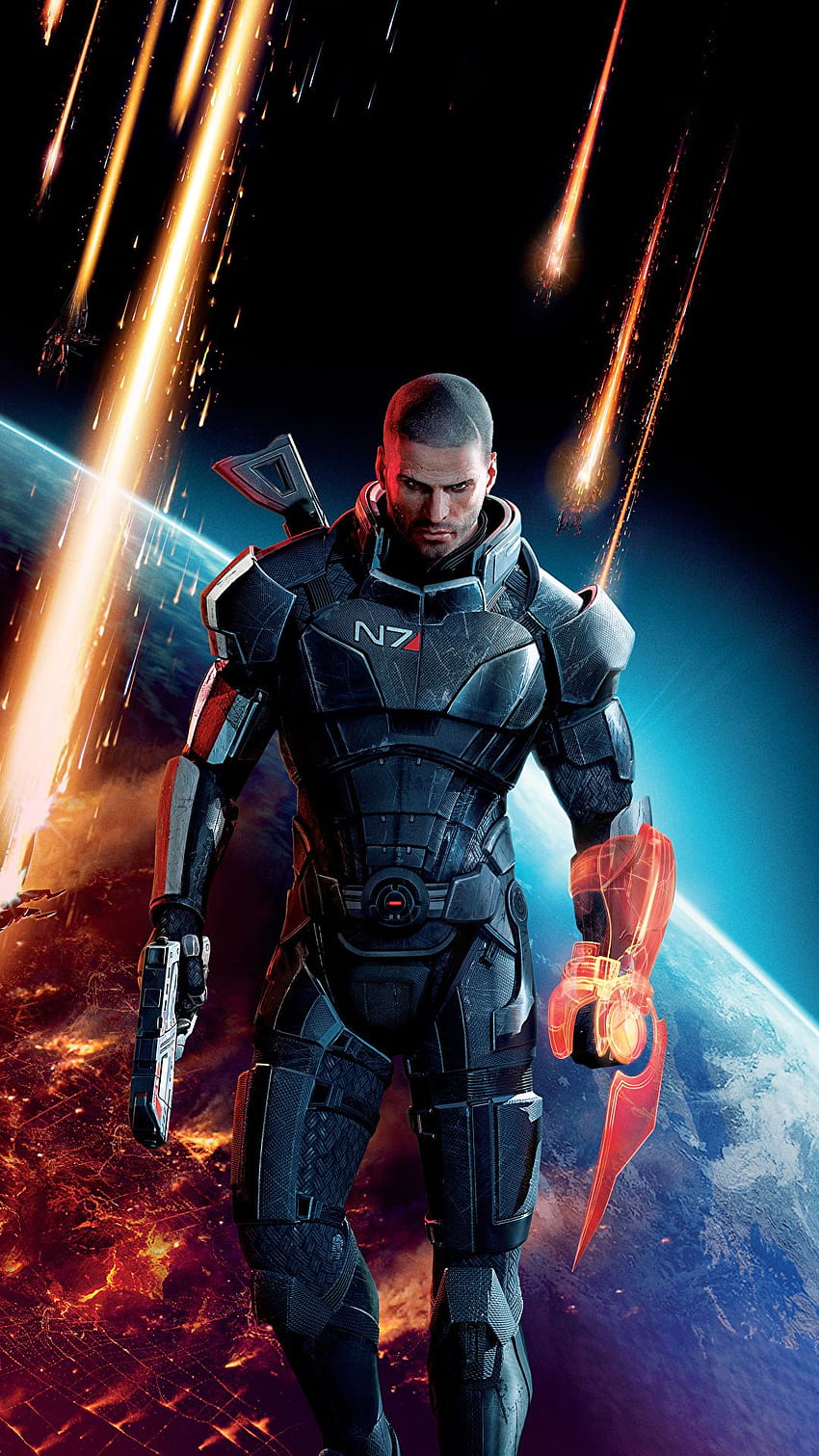 Shepard Mass Effect 3 Armor pistol Man Fantasy 1080x1920, mass effect mobile 1080x1920 HD phone wallpaper