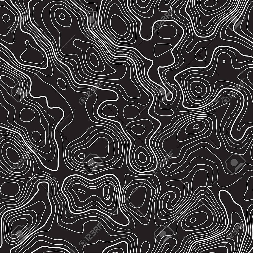 Nahtloses Muster fiktiver Topo-Konturkarten-Design-Vektor [1300 x 1300] für Ihr Mobiltelefon und Tablet HD-Handy-Hintergrundbild