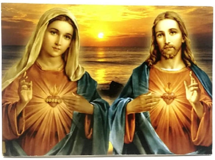 Sacred Heart of Jesus and Mary, the immaculate heart of mary HD wallpaper