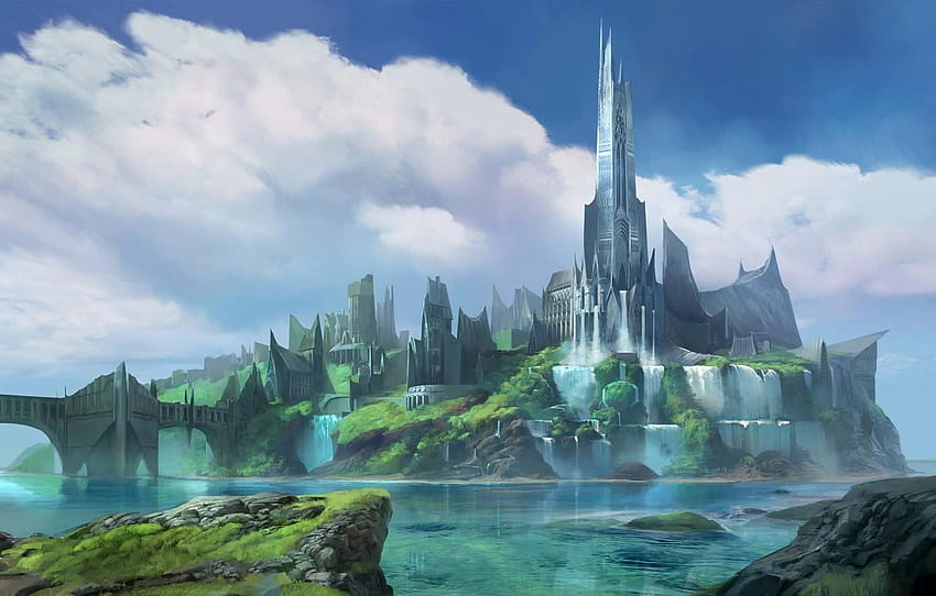 puente, castillo, Fantasy City, Rise to the Throne, hermoso castillo de fantasía fondo de pantalla