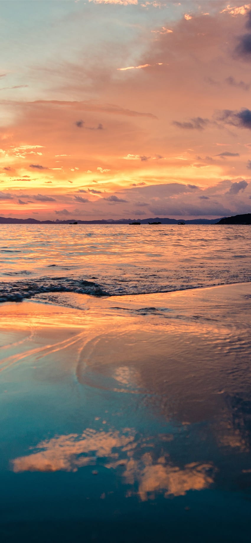 El mejor iPhone de Sunset Beach, puesta de sol en una playa fondo de pantalla del teléfono