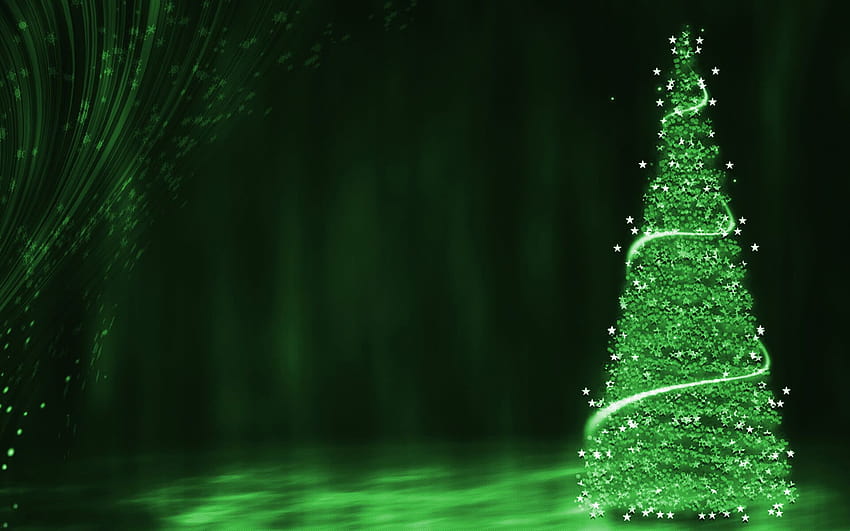 Felice Buon Natale Vigilia Auguri Green Tree Stars, buon Natale verde Sfondo HD
