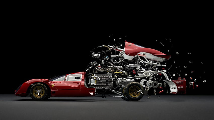 : abstract, sports car, Ferrari, mechanics, performance, car parts HD wallpaper
