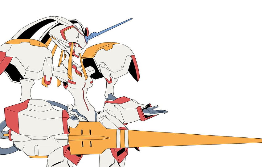 anime, white background, spear, Strelitzia, Darling In HD wallpaper
