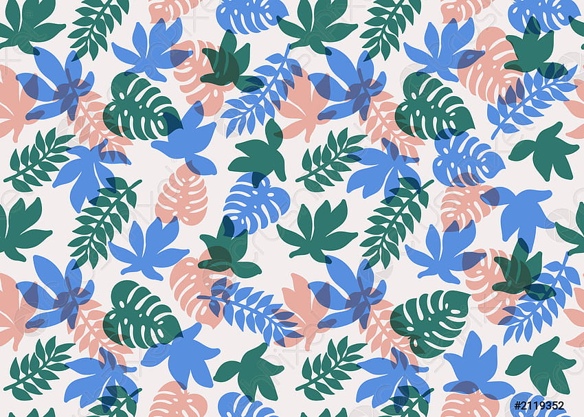 Seamless tropical pattern Tropical plants and palm leaves in coral, hawaiian print HD wallpaper