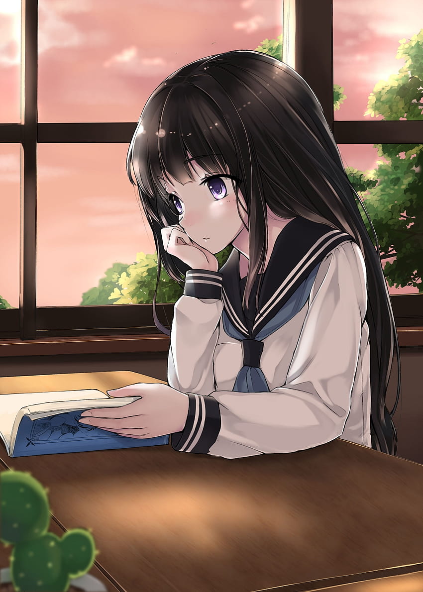 Anime girl studying on Craiyon