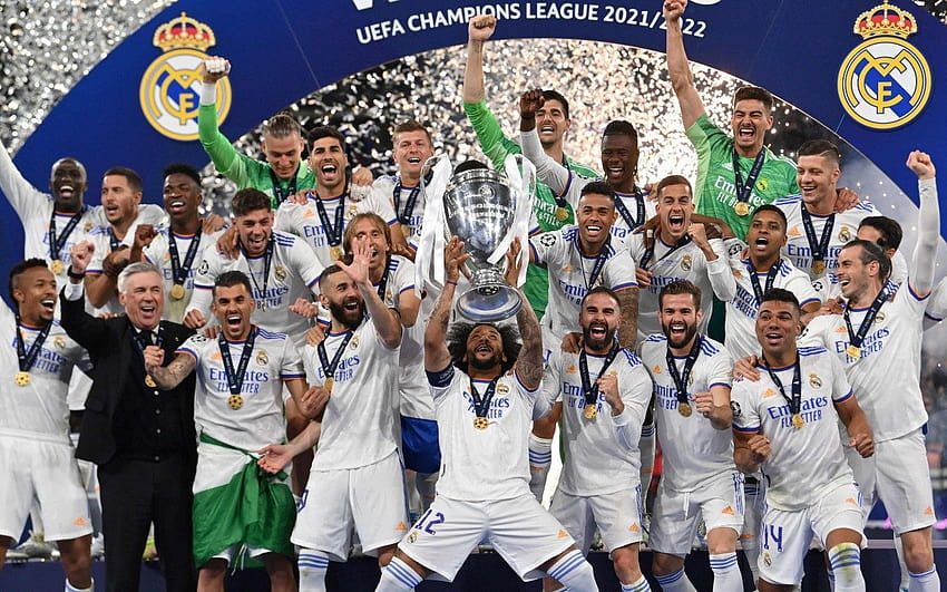 Real Madryt koronował się na mistrza Europy po raz 14 po tym, jak bohaterstwo Courtois odrzuciło Liverpool, Real Madryt ucl 2022 Tapeta HD