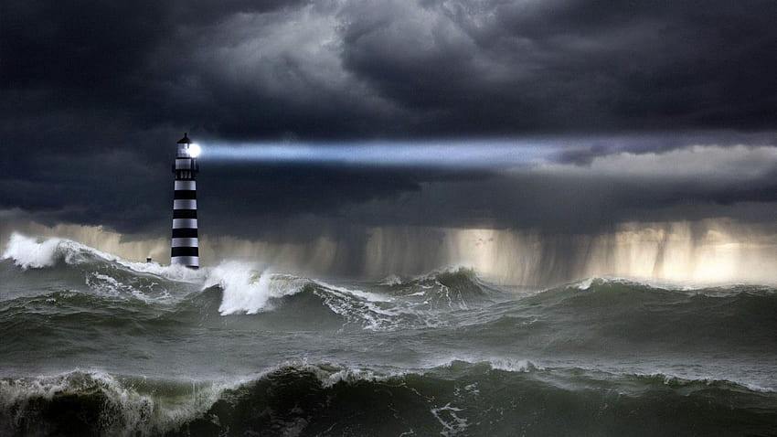 Spring Lighthouse 1920×1200 Lighthouse, sea storm HD wallpaper
